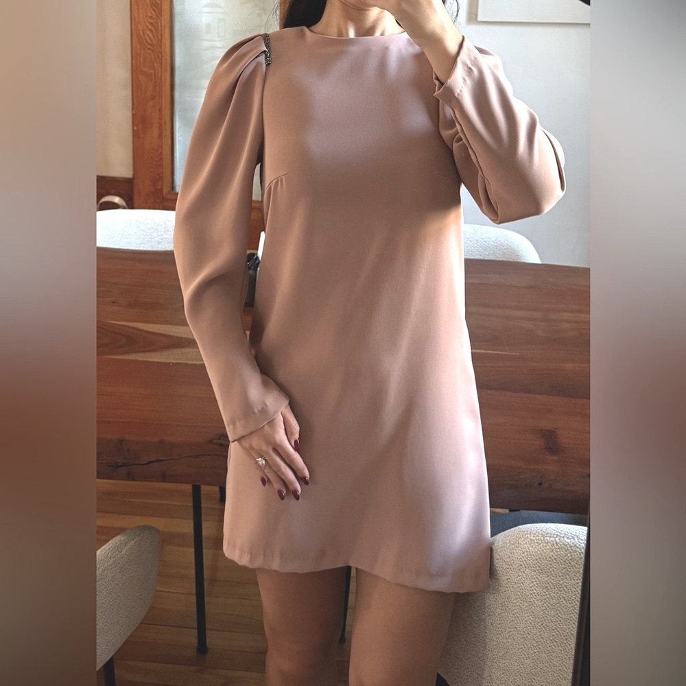 Elegant Tan/Taupe Women's Dress H&M with embellishments Size US6 (S) embellished